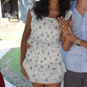 Floral Ruffle 2 piece set- Blue Floral